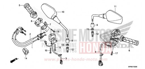 COMMUTATEUR/CABLE/MIROIR CB1000RAE de 2014